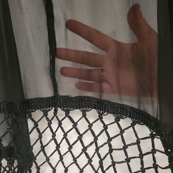 ROPER Sheer Black Fringe Duster Cardigan Size XL - Picture 6 of 7